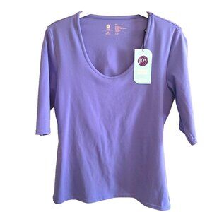 Medium Clean & Cool Elbow Sleeve Top w/ Shelf Bra Peri Purple Joy Collection